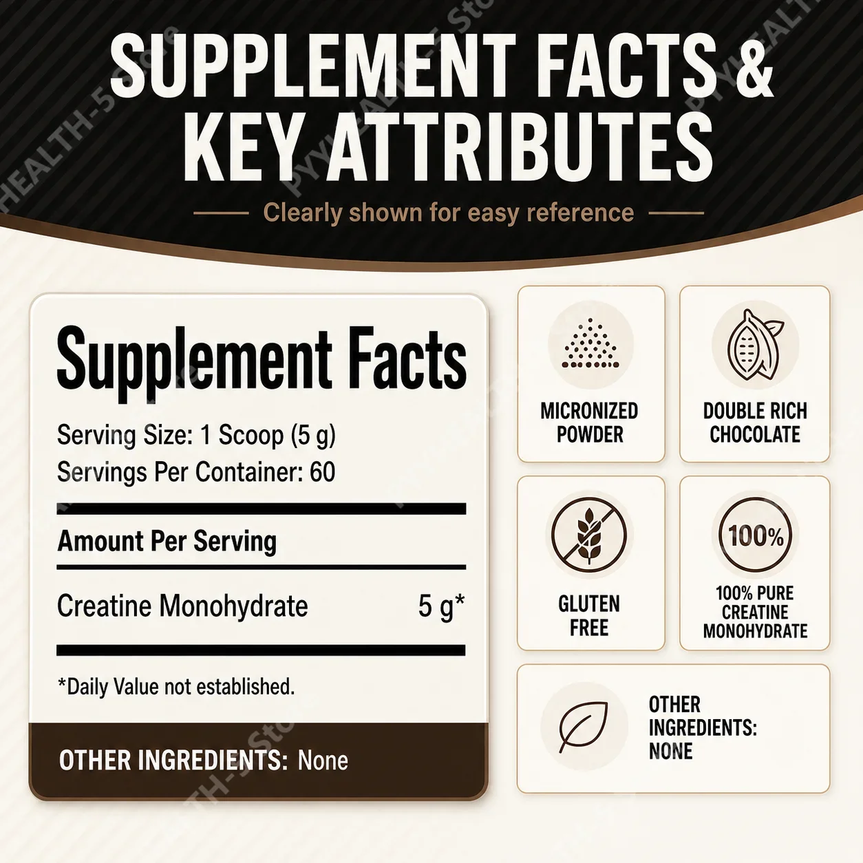 Creatine Monohydrate Powder 10.6 OZ Sports Nutrition Chocolate Flavor Athletic Performance Post‑Workout Muscle Recovery