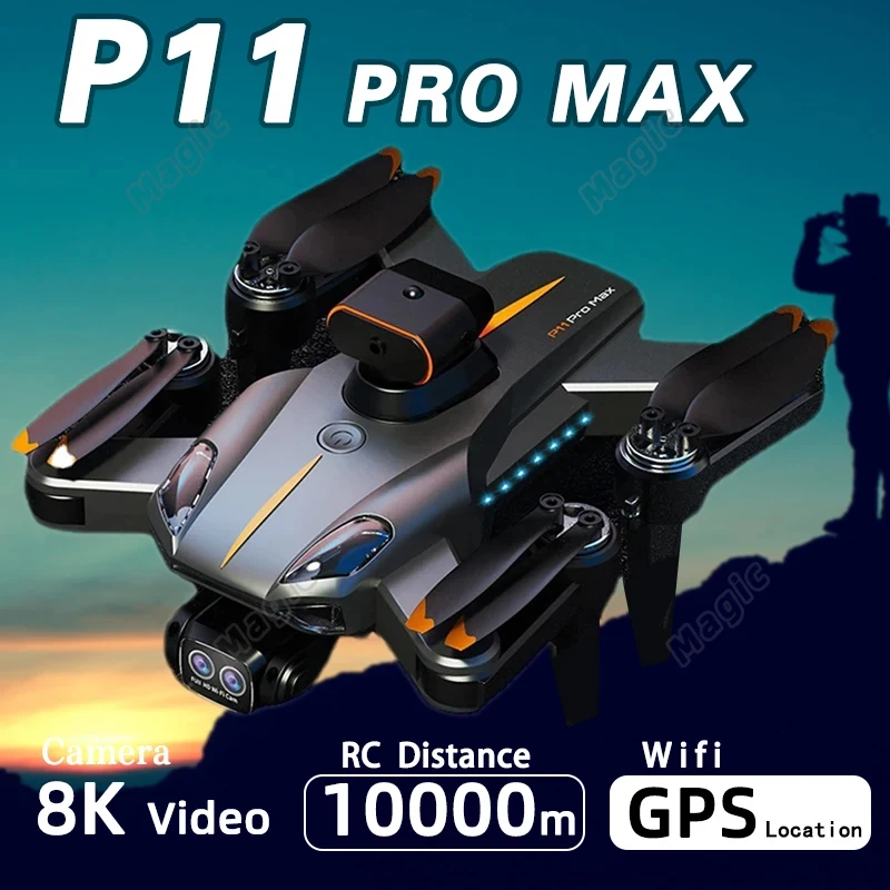 New P11 Pro Drone GPS Professinal Camera 8K HD Camera Four-way Intelligent Obstacle Avoidance Foldable Quadcopter RC10000M