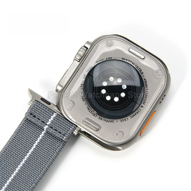 حزام ساعة ذو واجهة خاصة مريح وغير مهيج وصديق للبشرة لملحقات ساعة Apple Series من النايلون بمشبك خطاف 22 مم