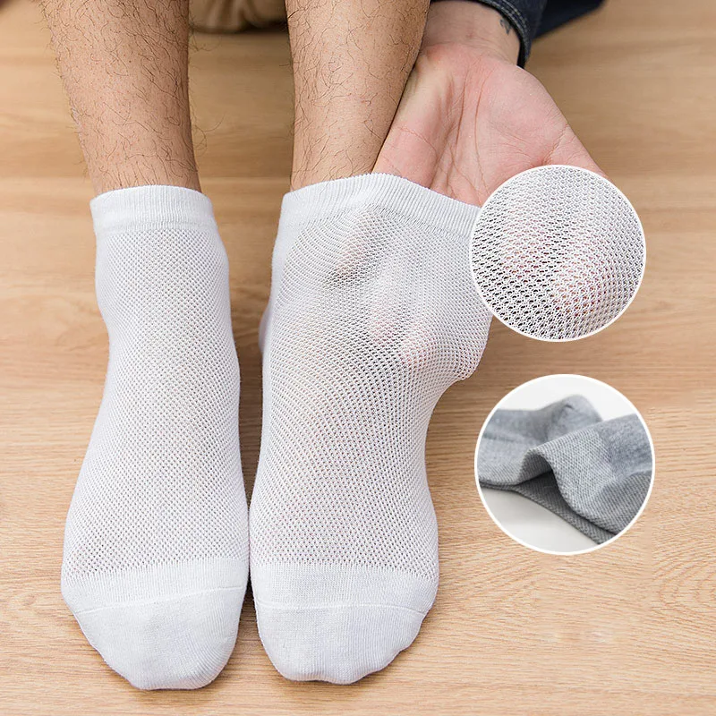 1/5Pairs Men Socks Summer Breathable Low Cut Ankle Socks Cotton Casual Boat Socks Invisible Mens Short Socks Sport Cycling Socks