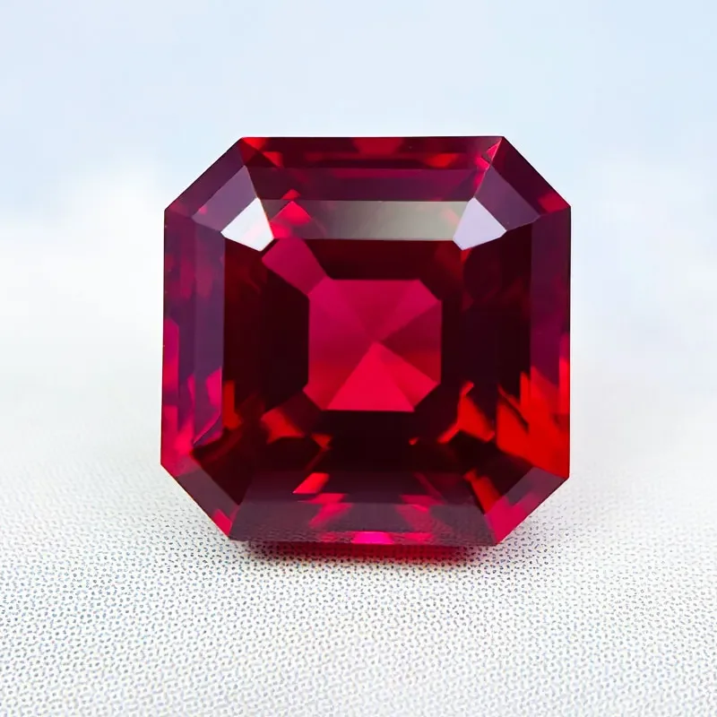 Laboratório rubi vvs1 forma quadrada asscher cor vermelha pedra preciosa para diy jóias fazendo materiais com certificado preço de atacado