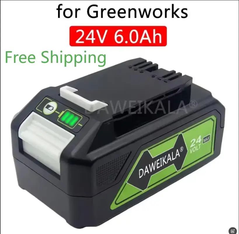 24V 6.0Ah Lithium-ion Replacement Battery G24B2 for Greenworks ALL devices of 24V tools 29842 29852 BAG708 29322 21342