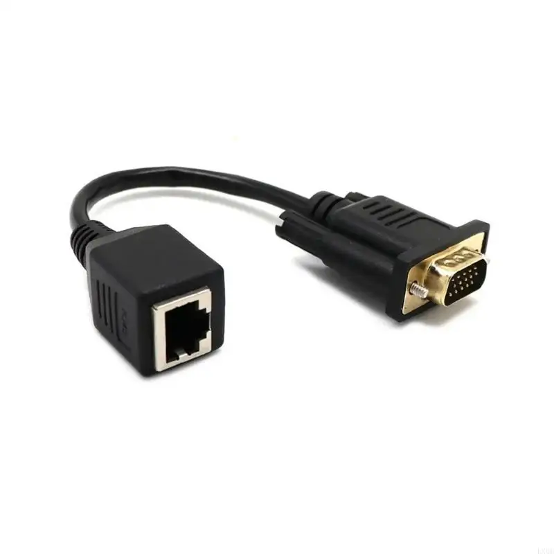 LX0B 15cm VGA to RJ45 Adapter Cable Extender Wire Line VGA Over Long Distances