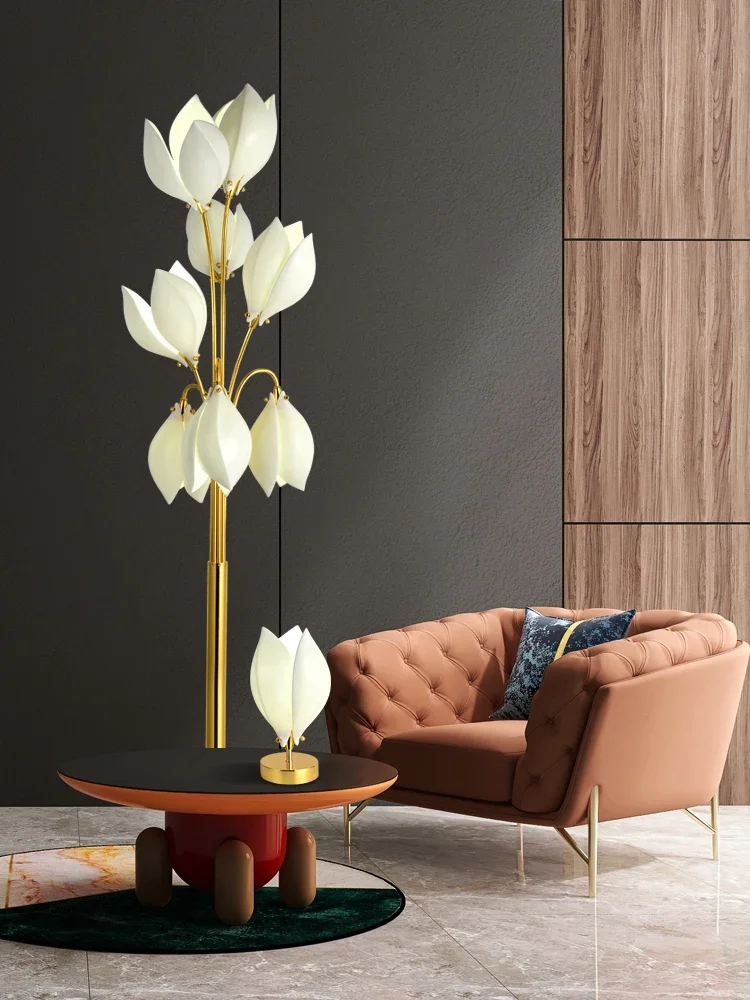 

Modern flower bud shaped magnolia flower lamp for living room sofa side bedroom floor lamp creative design of lighting fixtures