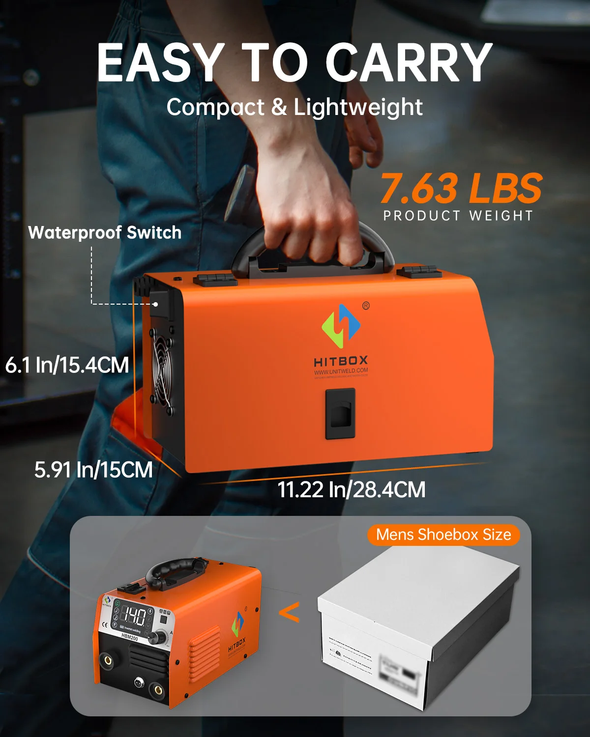 ماكينة لحام HITBOX 3 في 1 MIG 220 فولت MMA/Lift TIG/MIG بدون غاز شبه أوتوماتيكية لحام عاكس IGBT أدوات التآزين HBM200