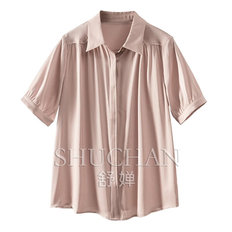 

Dress Shirts Women New 2024 90% Natural Silk Womens Tops Short Sleeve Blusas Mujer De Moda Verano Elegantes