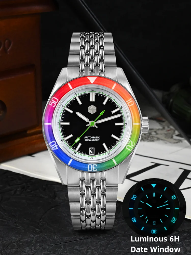 San Martin 39,5mm estilo fruta bisel de zafiro moda NH35 reloj de buceo mecánico para hombres reloj de pulsera 20Bar Montres Auto SN0116B