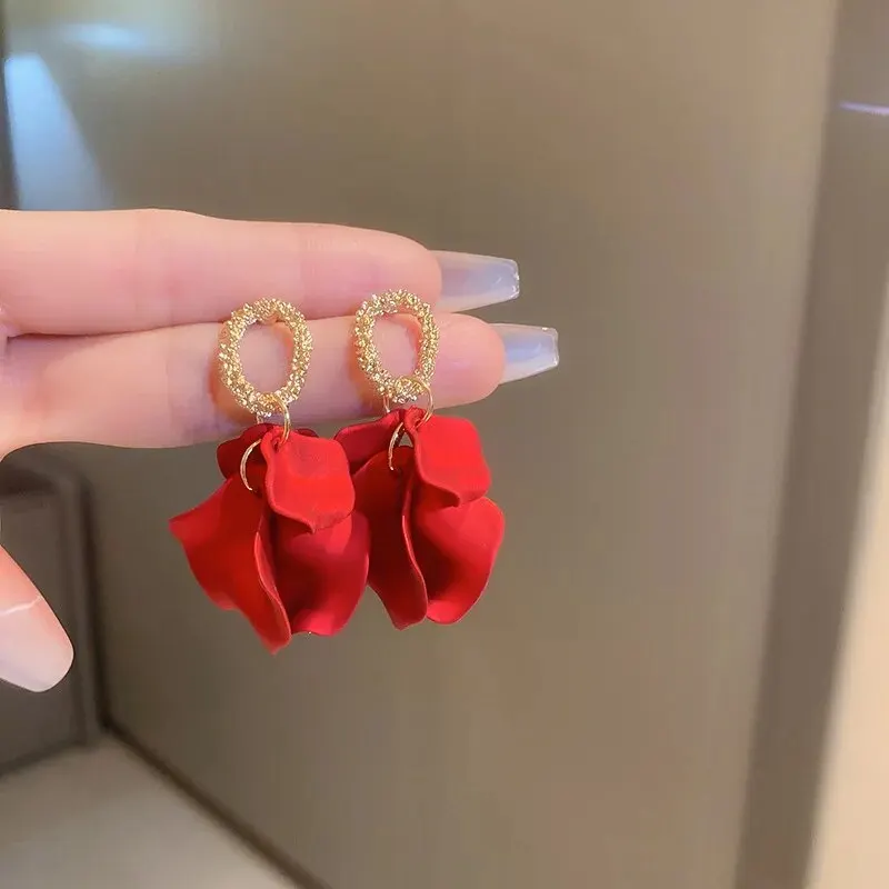 Böhmische bunte Blumenohrringe für Damen, modische Blütenblatt-Anhänger-Ohrringe, Party-Tropfenohrringe, Schmuck, Y2k-Accessoires, Bijoux A