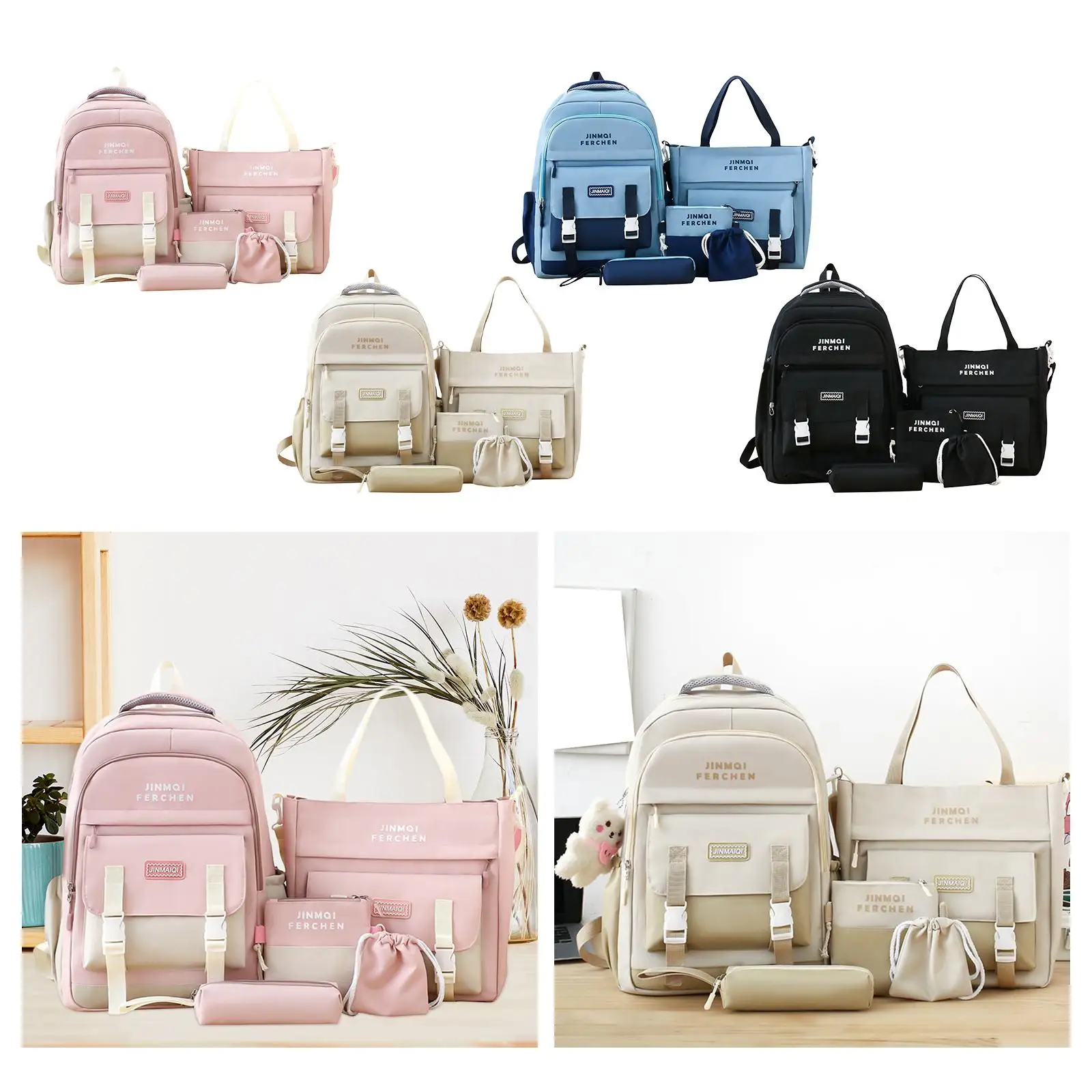 Conjunto de mochilas escolares, bolsa para caneta, bolsa tote, mochila escolar para meninas, meninos, escola primária, adolescentes, mulheres