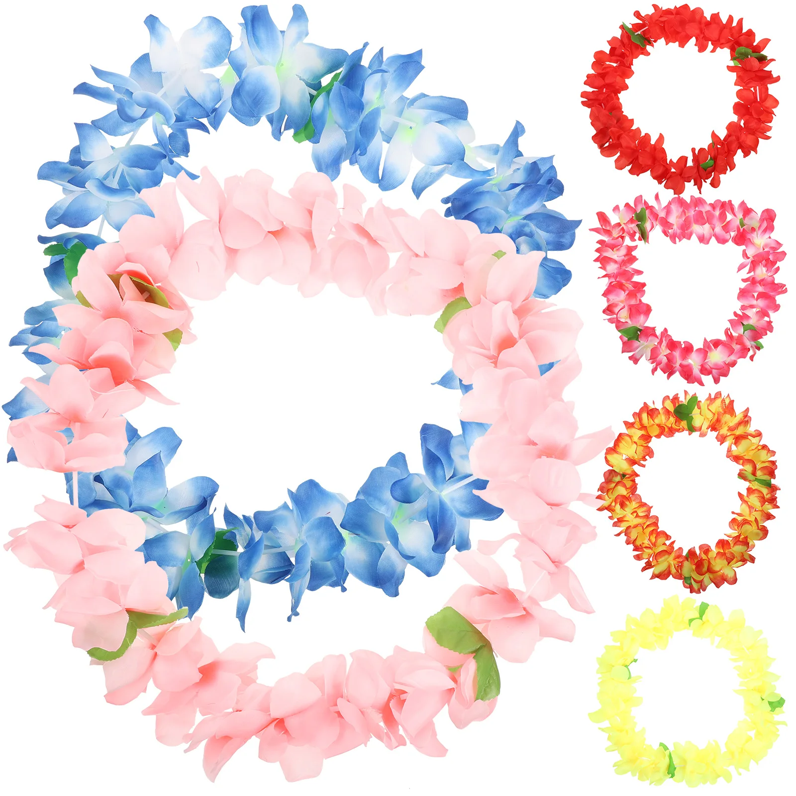 

6pcs Thickened Hawaiian Flower Leis Garland For Luau Party Decorations Tropical Beach Party Supplies Colorful Artificial Floral