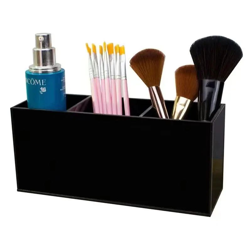 3 Holes Transparent Cosmetic Makeup Acrylic Makeup Brush Tool Storage Box Case Make-up Brush Holder Table Organizer Makeup Tool