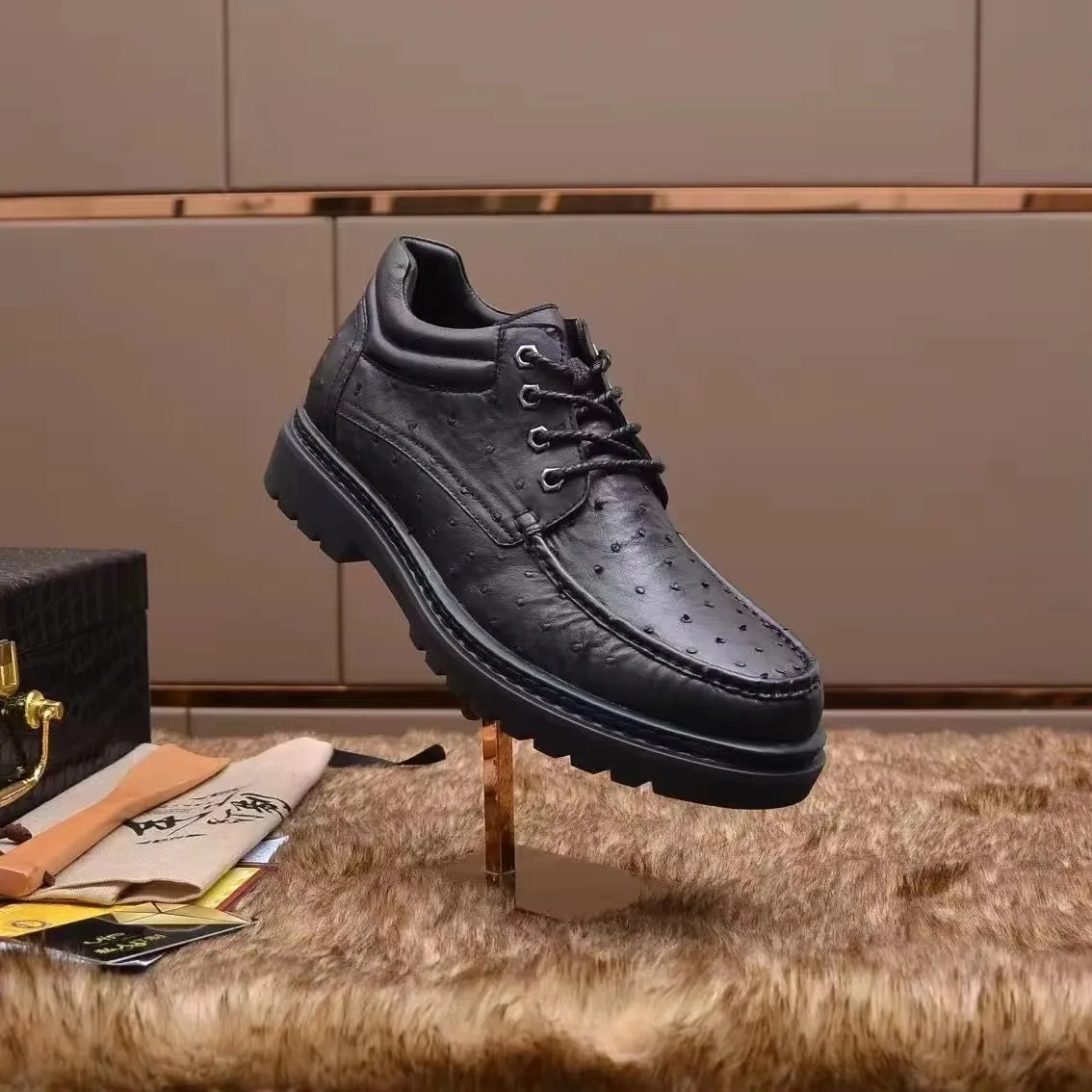 ourui new men leisure shoes male ostrich shoes business office shoes
