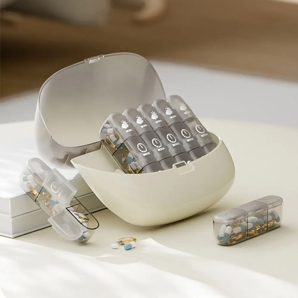 21 Compartments Pill Box Clear Marked 7 Days Divided Travel Pill Container Light-proof Multi-functional Pill Dispenser Morning