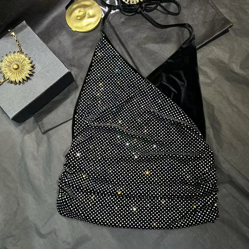 

Women's Backless Strapless Tank Top Rhinestone-Embellished Plunge Neckline Corset Top Stylish, Sexy, Versatile Top 2026 Spring