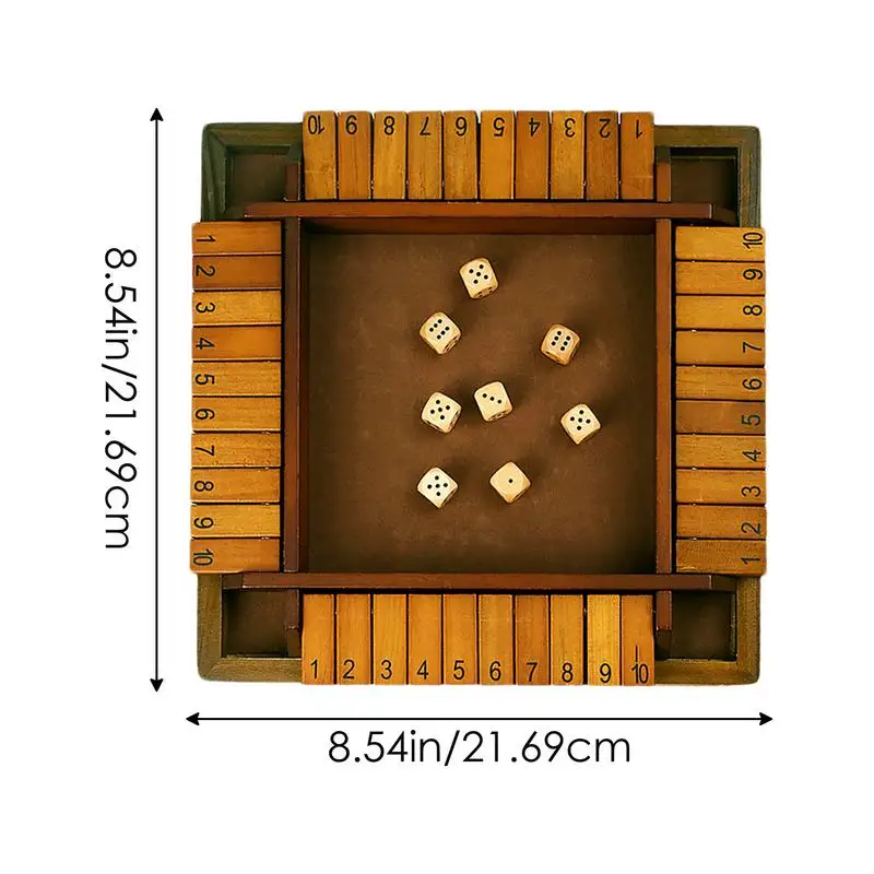 Deluxe Dice Board Box Game Set 10 Numbers Four Sided Shut The Box Party Club Drinking Games Interesting Family Party Board Game