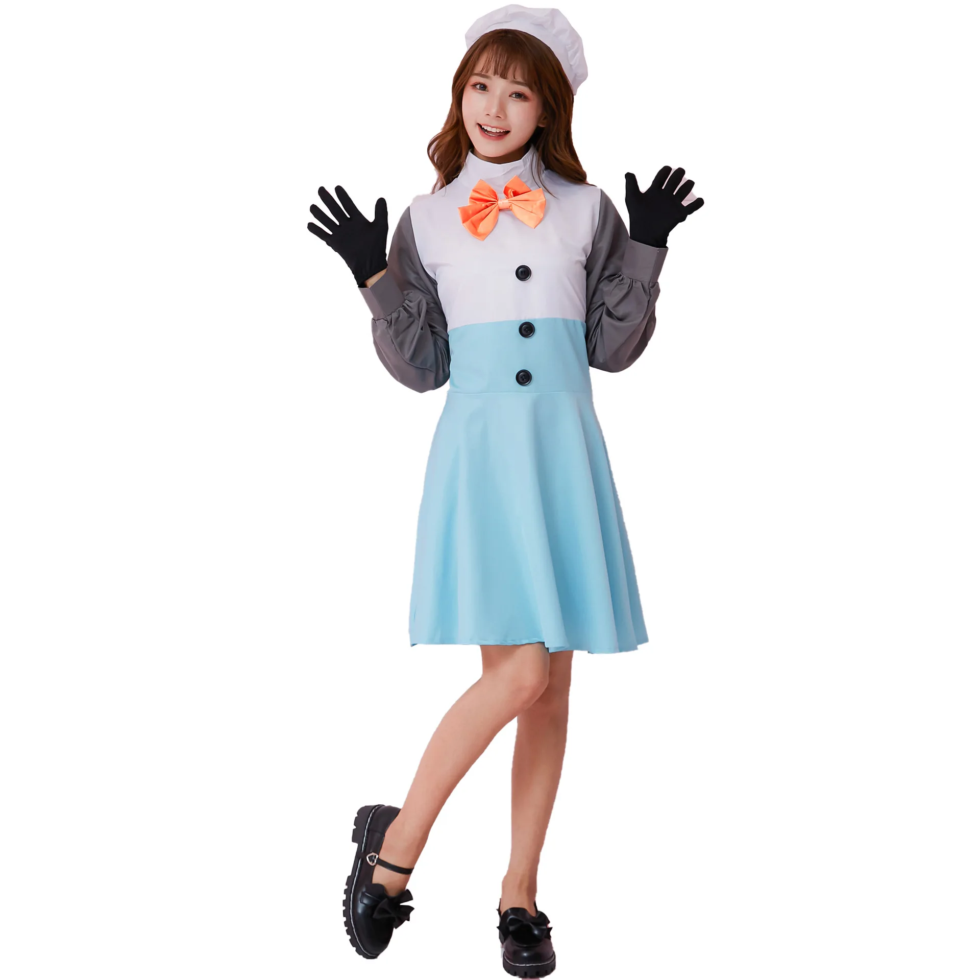 M-XL Japanese Frozen Olaf Halloween Costume Cosplay Winter Romance Anime Snowman Maid Dress