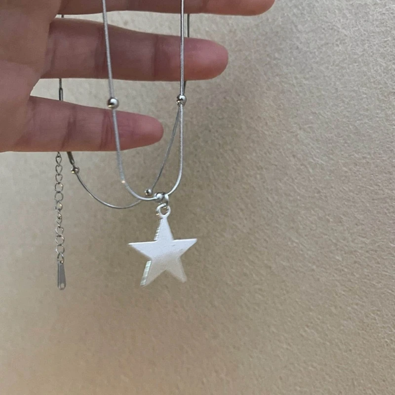 Star Pendant Necklaces Elegant Star Chain Necklace Y2k Star Neck Jewelry Stainless Steel Material Perfect for Women Girl H9ED