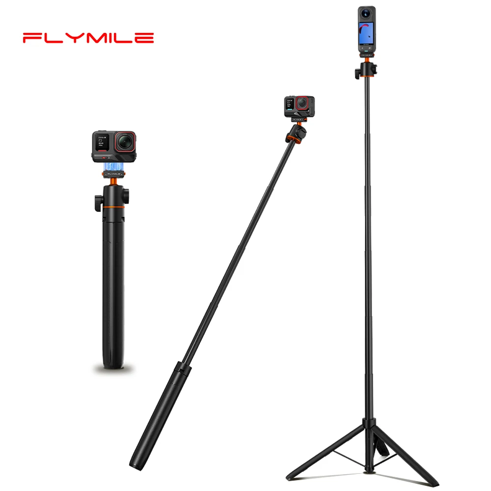 

Flymile Tripod Selfie Stick for Insta360 Ace Pro 2/X5 Accessories Quick-release Base Mount Tripod 140CM Extendable Rod