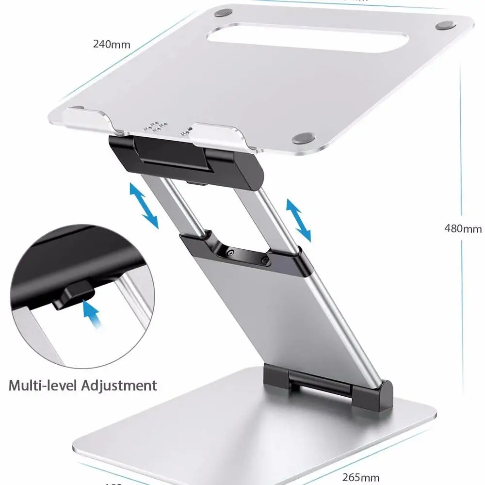 

Height Angle Adjustable Ergonomic Sit To Stand Laptop Holder Converter Aluminum Laptop Stand
