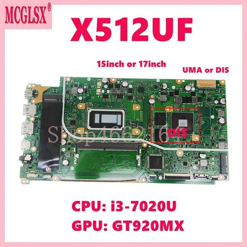 X512UF i3-7020U CPU 4GB-RAM Carte Mère Pour Bali X512UA X512UB F512U A512U Y5100U V5000UA X712UA X712UB X712UF Ordinateur Portable Carte Mère