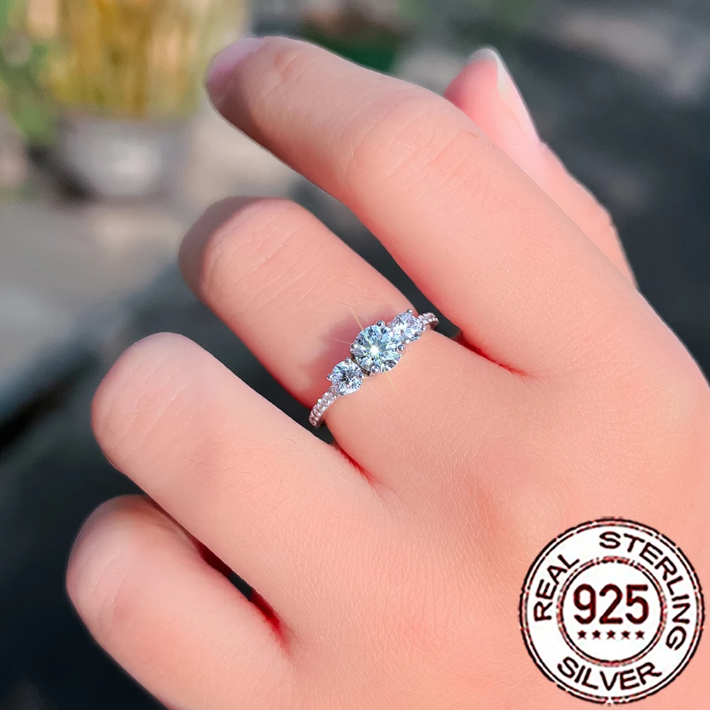 

CWWZircons Luxury 925 Sterling Silver Clear Round Paved Cubic Zircon Rings for Women Engagement Wedding Band Jewelry Gifts SR071