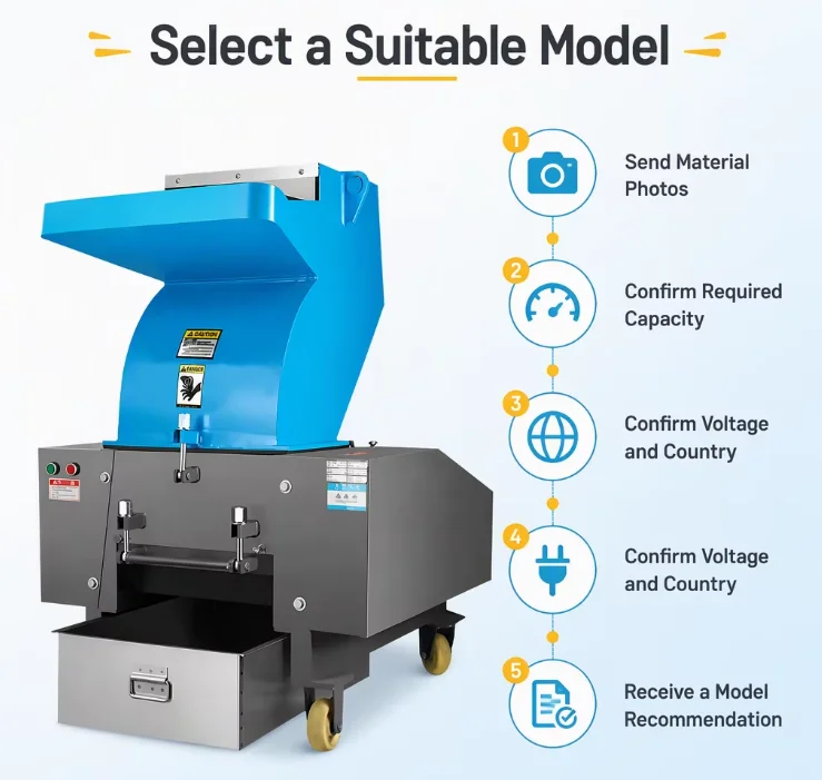 Portable Single Shaft 10HP Motor Flat Cutting Plastic Crusher Bottle Extrusion Blow Molding Recycling Machine for Soft Plastics