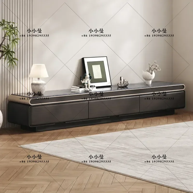 for Italian Light Luxury TV Cabinet and Coffee Table Combo with Tech Stone Countertop for Small Apartment Home Use