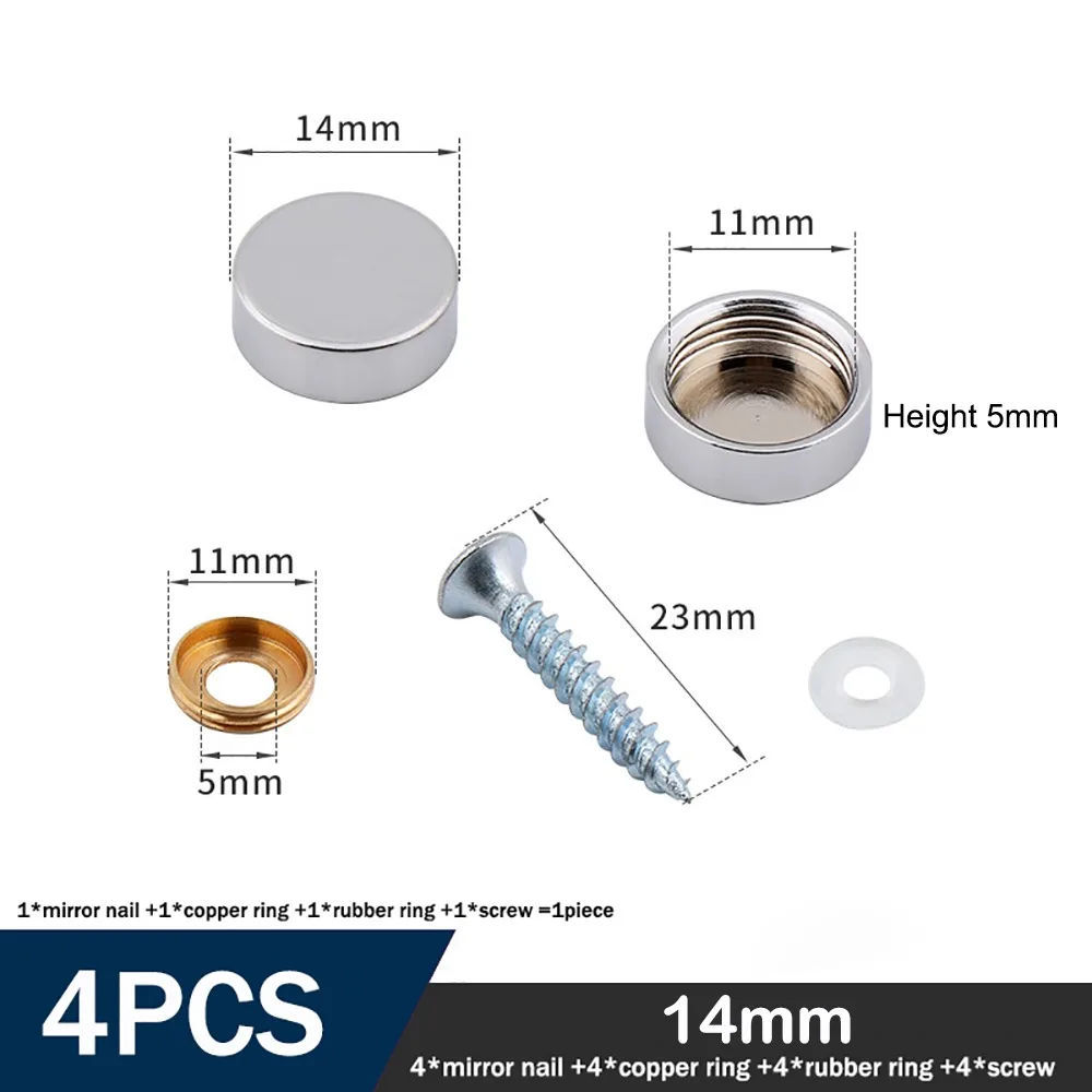 Home Improvement Copper Screws Decorative Cap Silver Multiple Sizes Decoration Screw Covers Mirror Fasteners Advertising Board