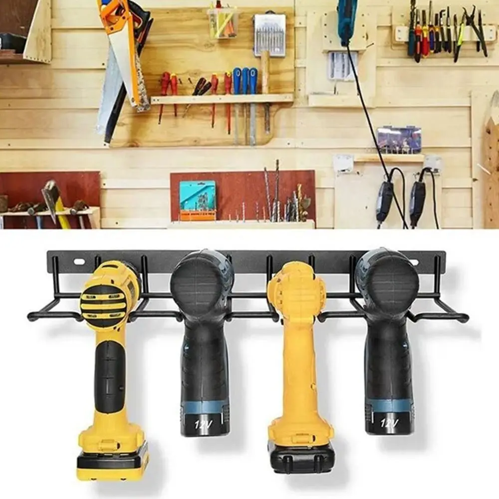 

Iron Hand Power Tool Organizer Rack Black Heavy Duty Floating Tool Shelf Wall Mounted Space Saving Electric Drill Tools Shelf