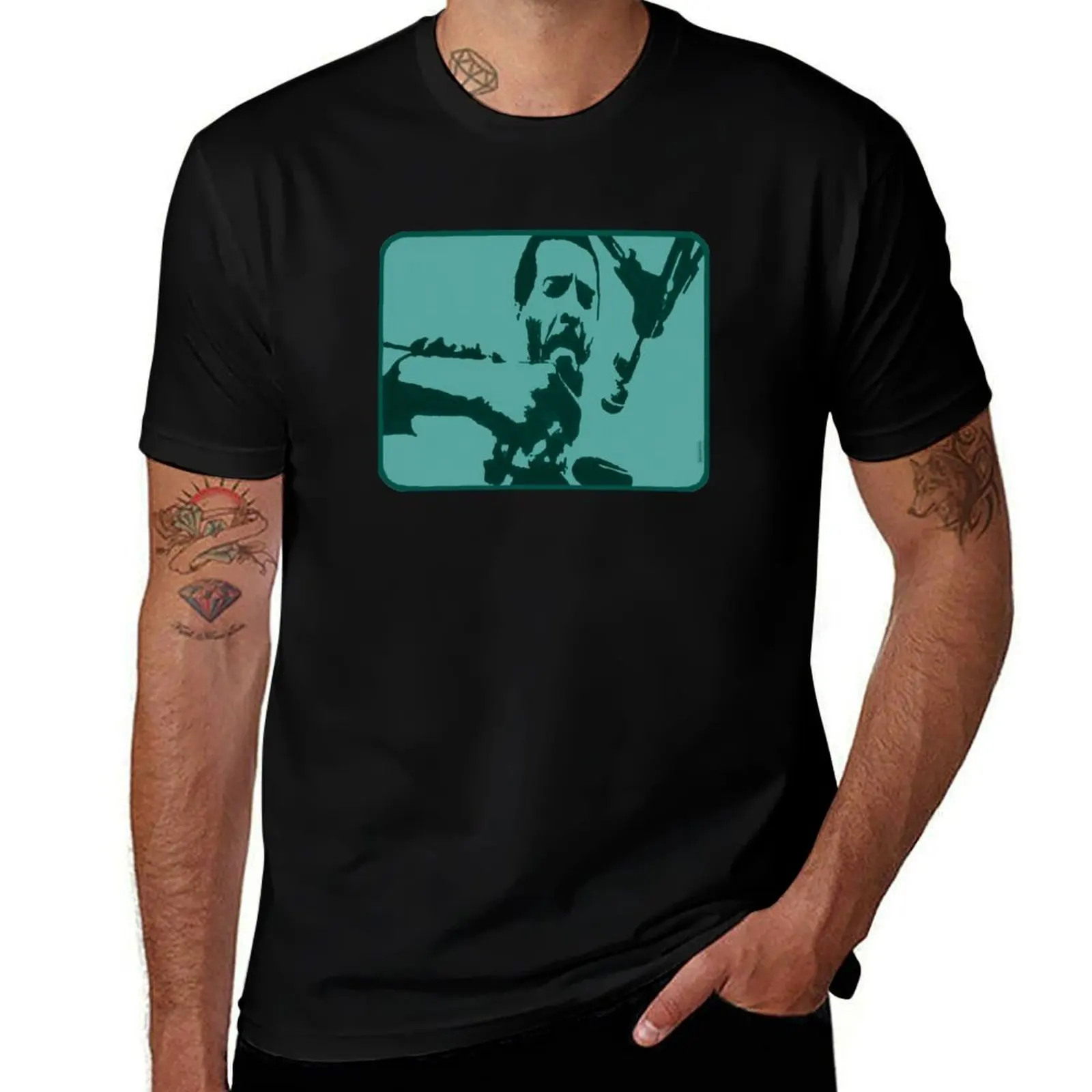 

Richie Havens at Woodstock 1969  Turquoise Blue T-Shirt black cotton t-shirt plain for man package cotton tshirt 100% T-Shirt