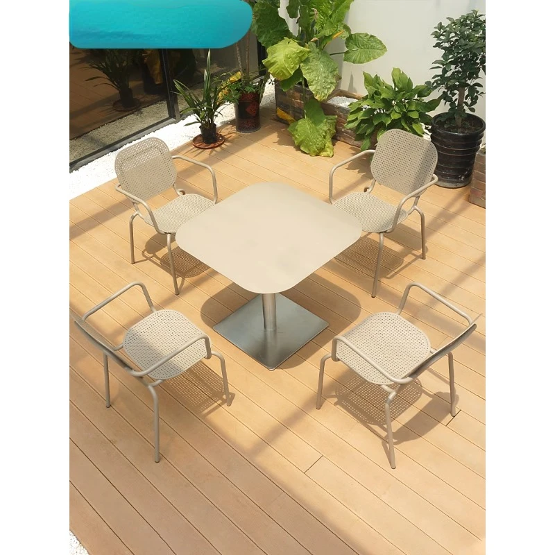 Outdoor round tables and chairs,  aluminum alloy minimalist chairs, courtyard net red fashionable color honeycomb chairs