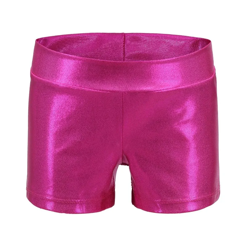 Modern Dance Shorts for Girls Metallic Gold Print 3/4 Length Summer Bloomers Practice Pants