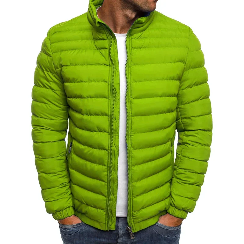 Men's Winter Thick Warm Cotton Padded Jacket Casual Stand Collar Windbreaker Coat Solid Color Male Outerwear Zipper Parka Menswe