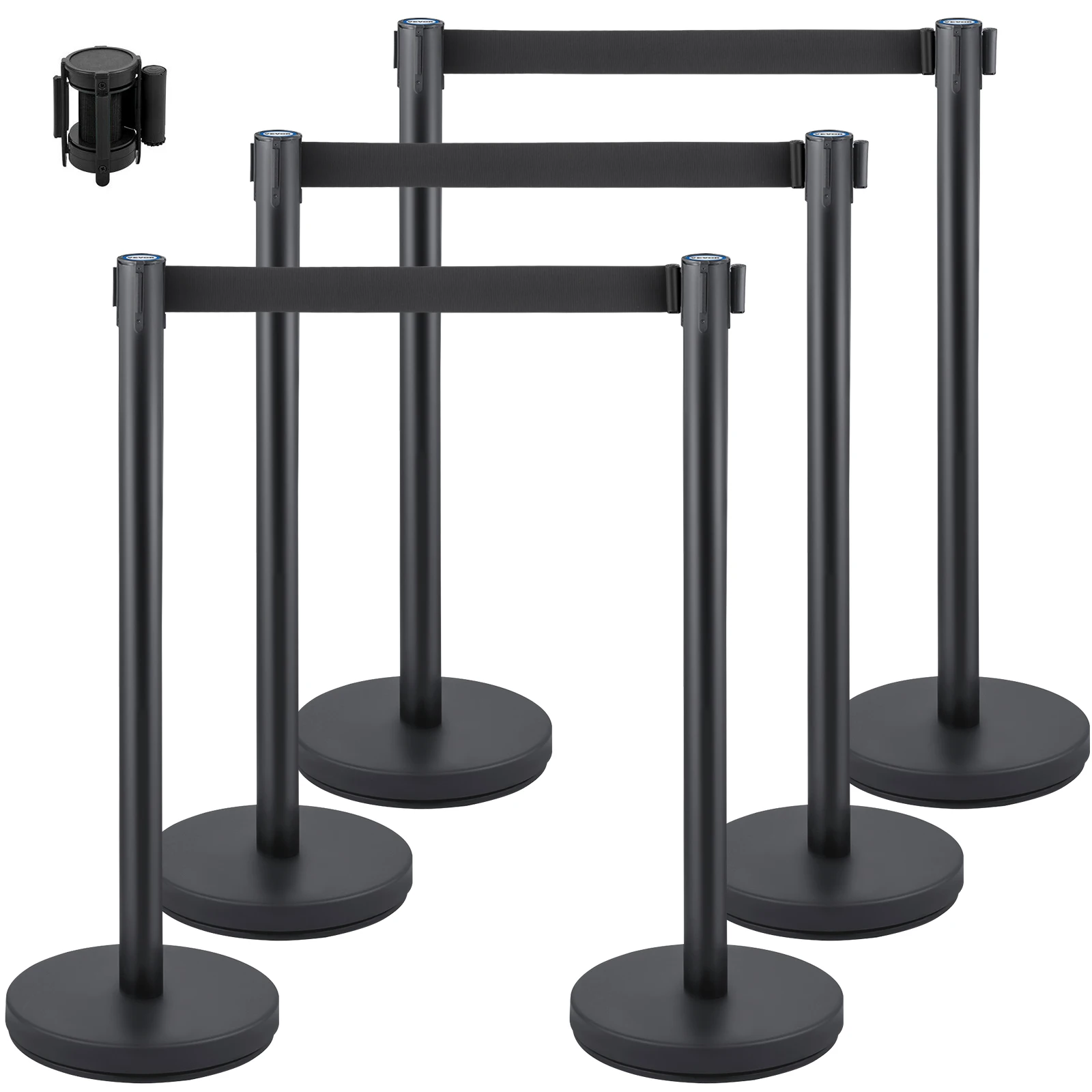 

VEVOR 6Pcs Queue Security Posts Crowd Control Stanchion Barriers Stand Crowd Barrier With Adjustable Belt for Party Exhibition