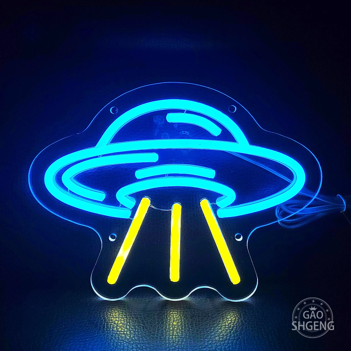 Nave espacial disco voador led sinais de néon sala de jogos decoração quarto parede pendurado néon personalizar luz néon festa presente aniversário