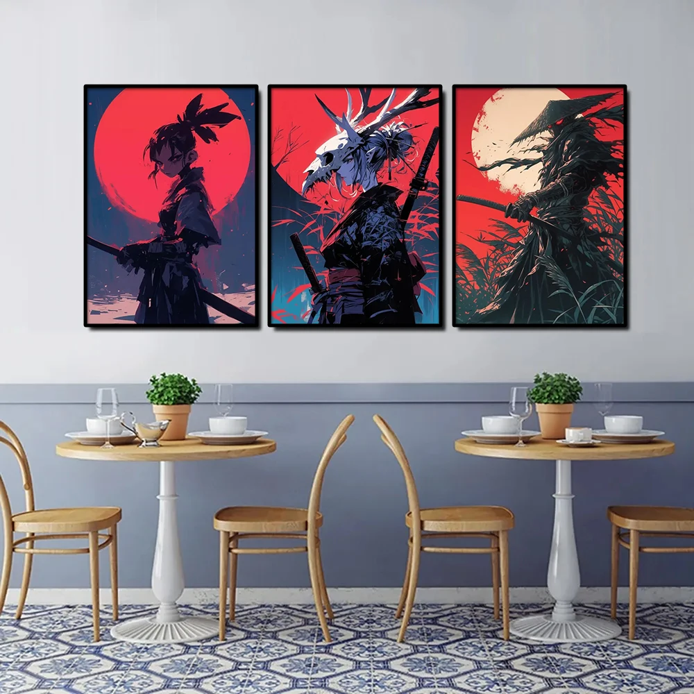 Classic Retro Japan Anime Game Samurai Posters Prints Pictures Portrait Bushido Canvas Painting Living Room Wall Art Home Decor