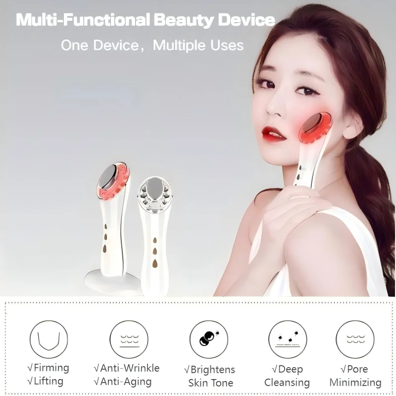 Urządzenie do pielęgnacji skóry 5 w 1 Ultra Skin Rejuvenator z czerwonym/niebieskim/żółtym światłem LED, masaż ultradźwiękowy/wibracyjny, głębokie oczyszczanie i odżywianie, narzędzie kosmetyczne.