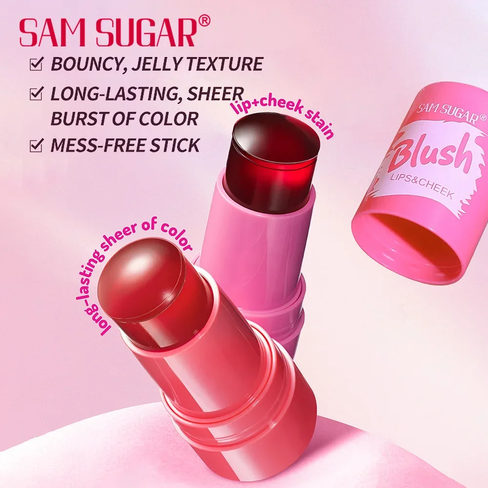 Long Lasting Jelly Blush Stick 4 Colors Multi Function Matte Lip Balm Moisturize Brighten Eyeshadow 3 in 1 Lip Gloss Makeup