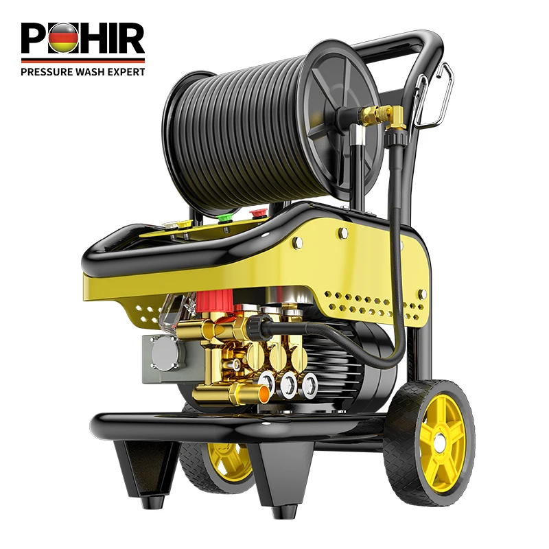 3000w 220v Electric Stainless Reel 2400 PSI Small Power Electric Car Washing Machine Commercial Use 160Bar High Pressure Cleaner