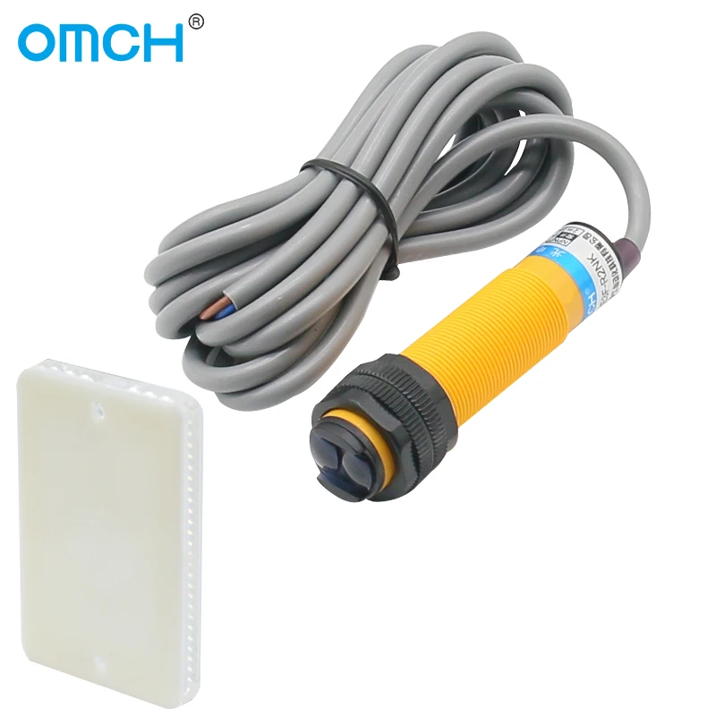 OMCH Automation E3F-R2 Series Feedback Reflective Photoelectric Switch NPN PNP M18 Inductive Sensor Dection Range 2M