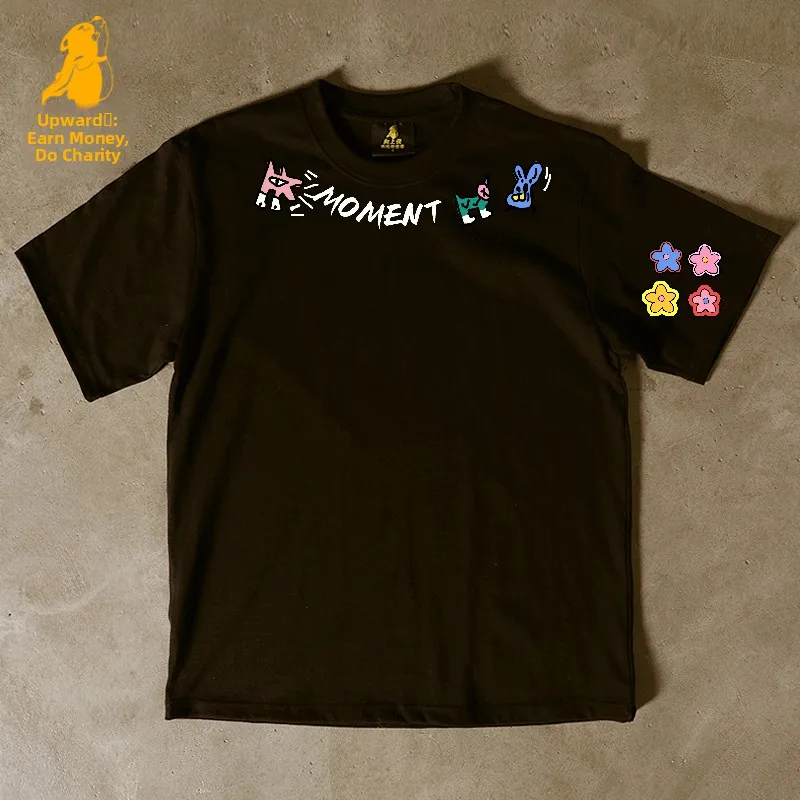 heavyweight-loose-fit-cotton-t-shirt-short-sleeve-unisex-casual-wear-3a260g-comfortable-breathable-male-female-couple-tee