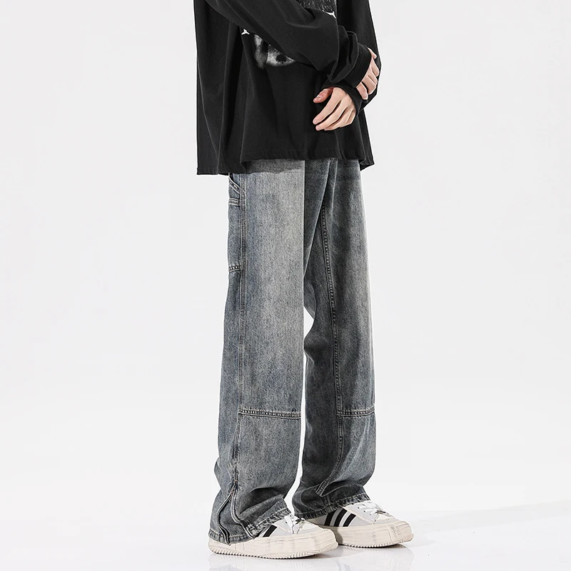 Baggy Jeans Trousers Male Denim Black  Blue Wide Leg Pants Men's Jeans  Cargo Korean Streetwear Hip Hop Harajuku3XL