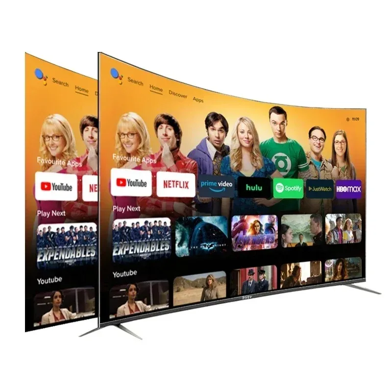 TéLéVision 65 Pouces Smart Tv 4K Uhd Led Tv Sans Cadre 65 Pouces éCran Incurvé Tv