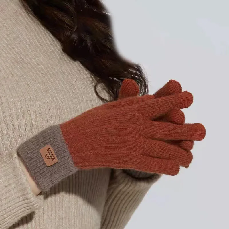 

Winter Knitted Gloves Fashion Thicken Keep Warm Outdoors Driving Cycling Full-finger Gloves Men Women Touch Screen Mitten