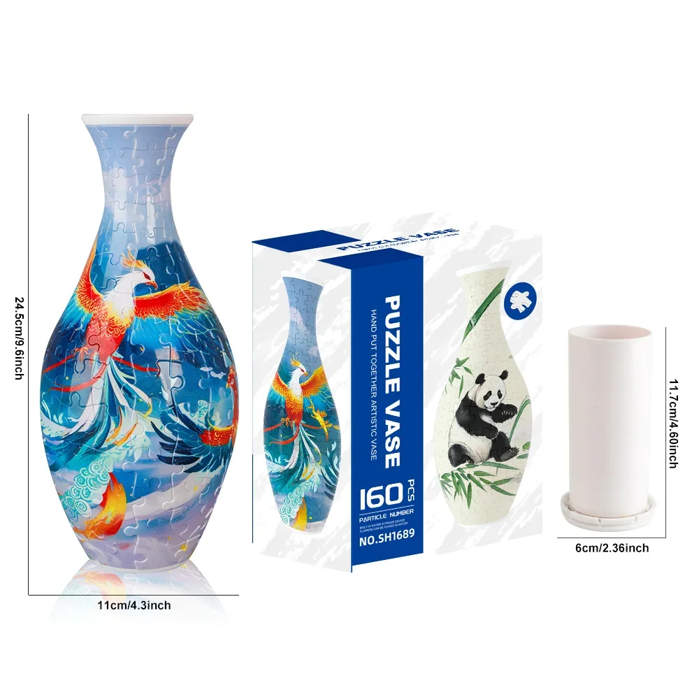 Vaso de flores 3d quebra-cabeça panda bloco de construção vasos artísticos de porcelana decoração de casa presentes criativos crianças meninas brinquedo de presente de natal