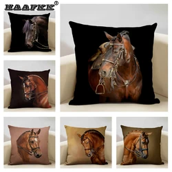 Animal Horse Cushion Cover Beautiful Horse Pattern Sofa Pillow Cover Home Living Room Art Decoration Cushion Cover 45x45cm Linen