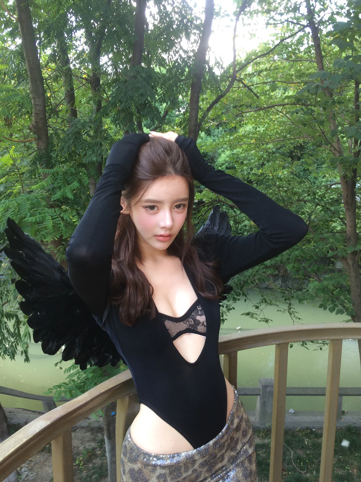 

Сексуальный кружевной комбинезон V-Ne Long Sve, коричневая юбка с леопардовым принтом, комплект из двух предметов для женщин, чистое желание, модная мода