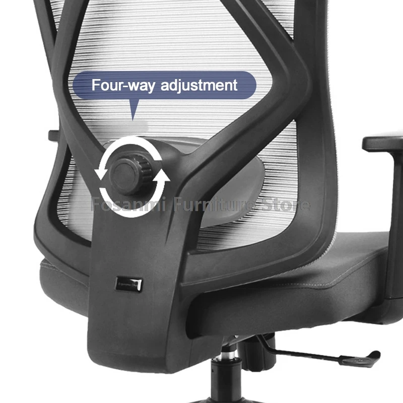 Cadeira de escritório ergonômica reclinável, encosto de cabeça ajustável, cadeira de mesa para casa, suporte lombar, cadeira de computador para jogos, gamer com apoio de braço