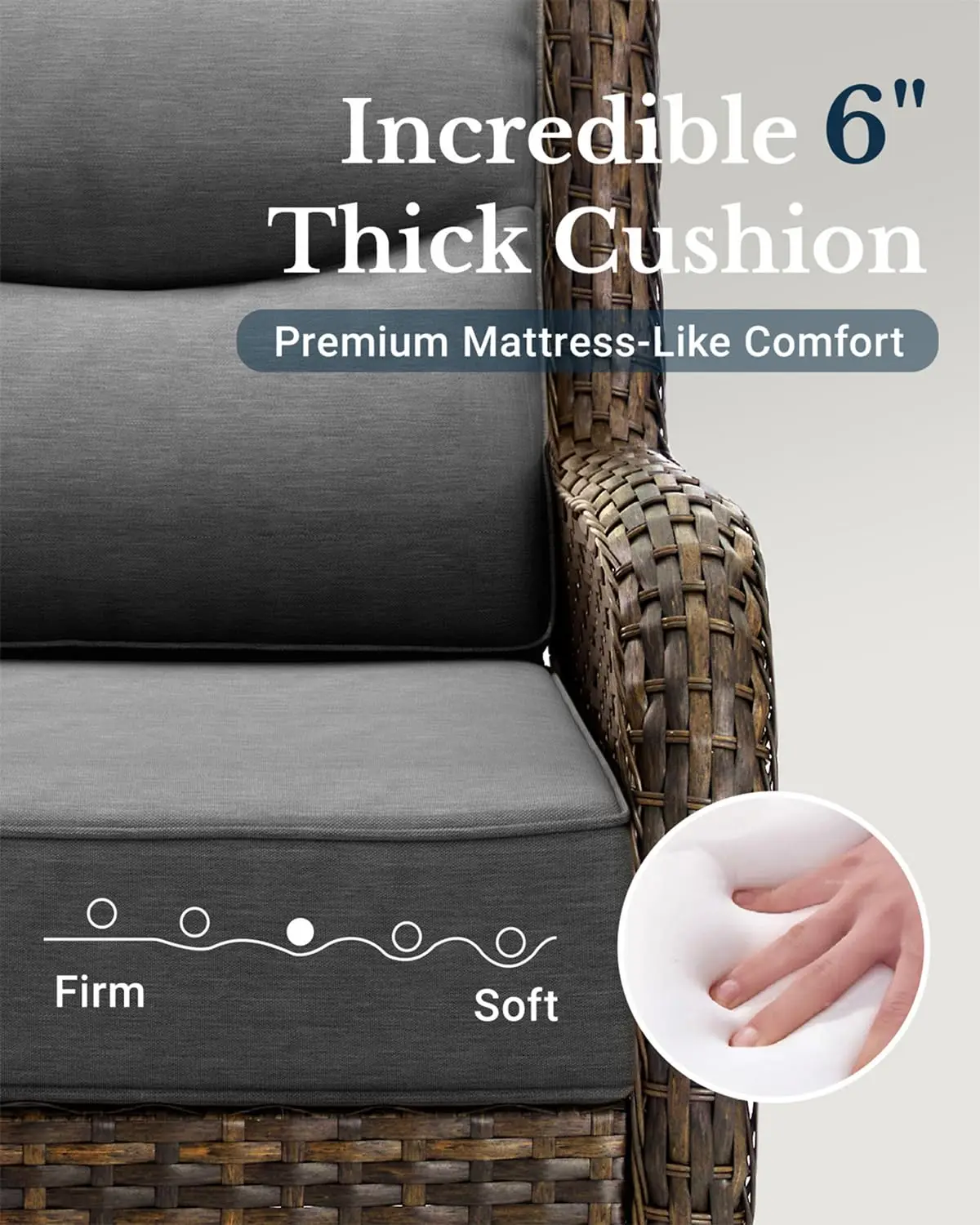 Luxury Outdoor Patio Furniture Set with 6-Inch Thick Cushions