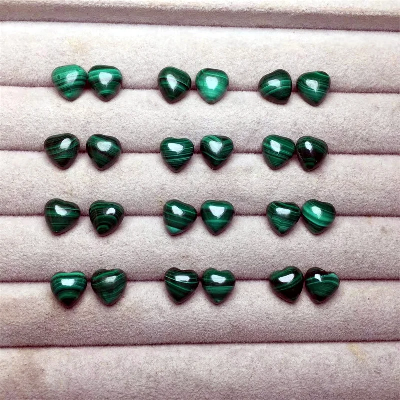 Natural Malachite Heart Stud Earrings For Women Elegant Temperament Holiday Fashion Healing Jewelry Gift1pair